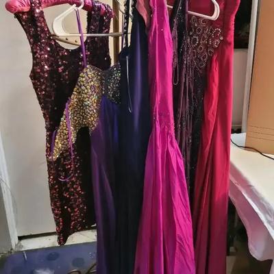 6 Ladies Fuchsia/Purple Beaded/Sequin Dresses Size S/XS