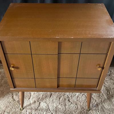 Mid Century Record Cabinet With Sliding Doors