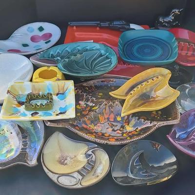 Ceramic & Art Glass Ashtray Collection with Mid-Century & Retro Designs