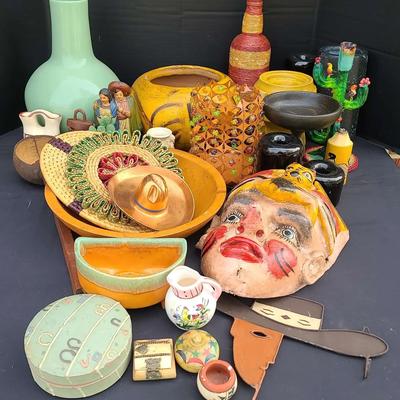 Western-Inspired Decorative Collection with Ceramic, Woven & Folk Art Accents