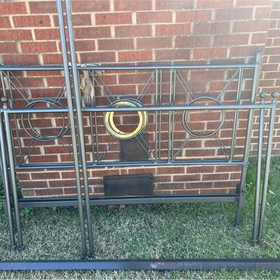 Decorative Metal Canopy Bed Frame with Geometric Ring Design