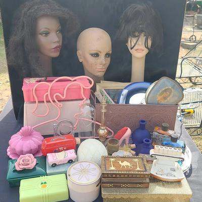 Vintage Vanity & Beauty Collection with Mannequin Heads, Trinket Boxes & Decorative Bottles