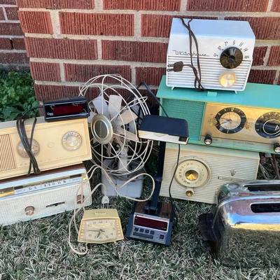 Vintage Radios with Kenmore Metal Fan and Toastmaster Toaster