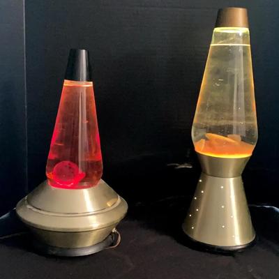 Pair of Vintage-Style Lava Lamps in Red and Yellow Tones