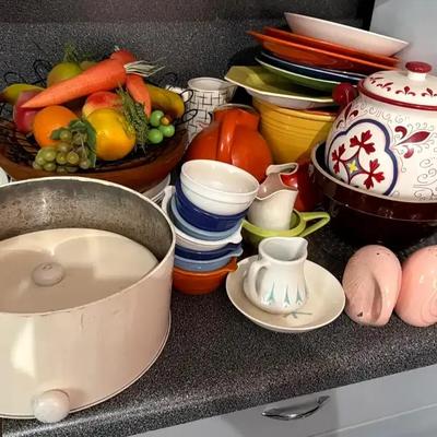 Colorful Kitchenware and Decorative Display Fruit, featuring Fiesta