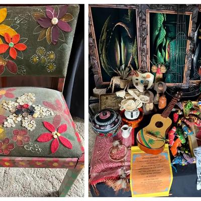 Eclectic Artwork & Collectibles Collection with Vibrant Mixed-Media Art