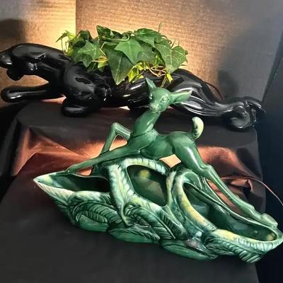 Mid-Century Modern Gazelle & Cougar Lamp Set