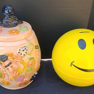 Sesame Street Cookie Jar & Smiley Face Coin Bank