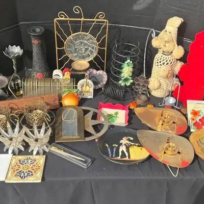 Vintage & Retro Decorative Collection with Metal, Ceramic & Folk Art Accents