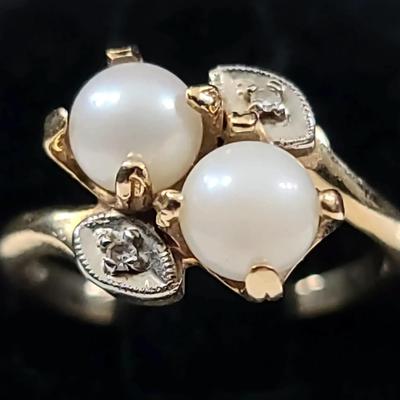 14K Pearl Ring Size 6 1/2