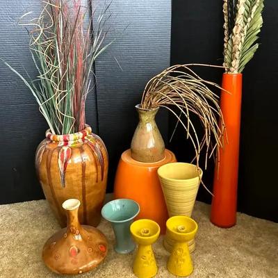 Stoneware Vases, Planter & Candlestick Collection
