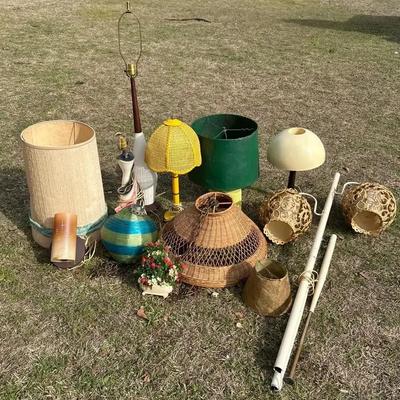 Vintage Table & Ceiling Lamps with Assorted Shades and Bases
