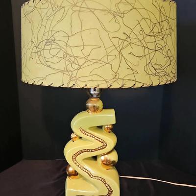 Green and Gold Tone Ceramic Table Lamp