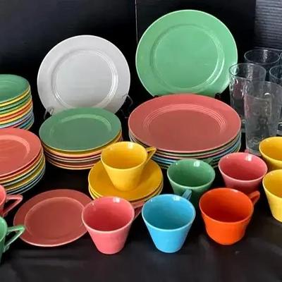 Vintage Homer Laughlin Dinnerware Collection, featuring Plates, Cups & Bowls