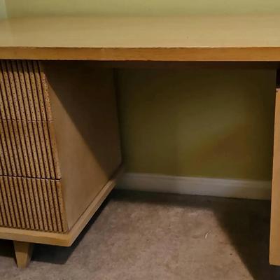 American of Martinsville Mid-Century Style Writing Desk with Ribbed Drawer Fronts