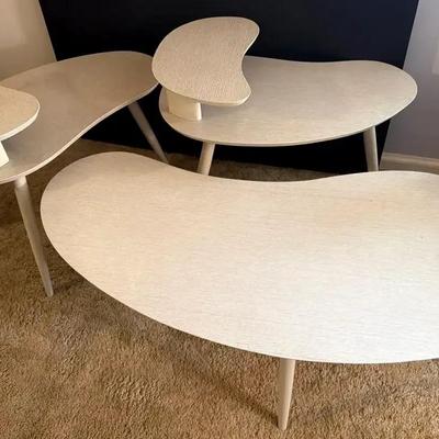 Modern Three-Piece Sculptural Table Set with Organic Silhouette Design