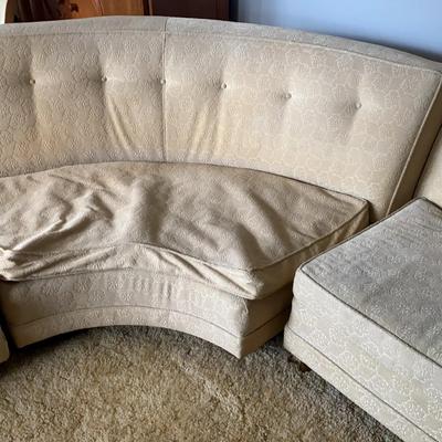 Three-Piece Curved Sectional Sofa with Tufted Upholstery