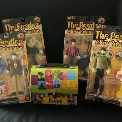 Beatles Collectibles Featuring Yellow Submarine Figurines & Lunch Box