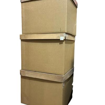 Three Large Heavy Duty Lidded Cardboard Crates