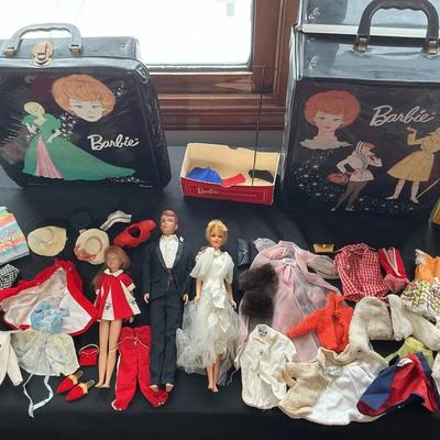 Vintage Barbie Doll Lot with Fashion Dolls, Clothing, Accessories & Carrying Cases