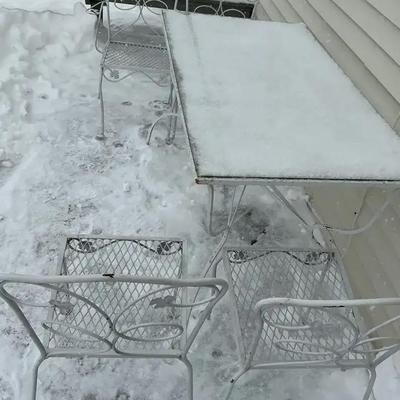 White Wrought Iron Outdoor Table with Glass Top