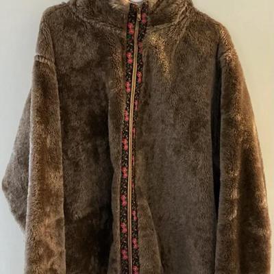 Vintage Brown Faux Fur Sterling Style Jacket