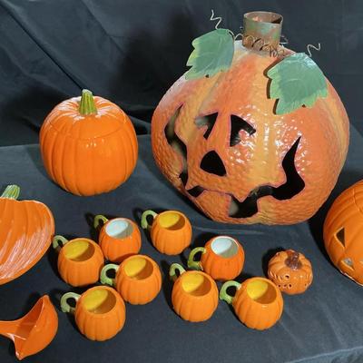 Ceramic Pumpkins and Jack O Lantern Lot 