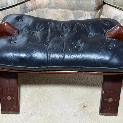 Vintage Carved Wooden Camel Saddle Bench/Stool