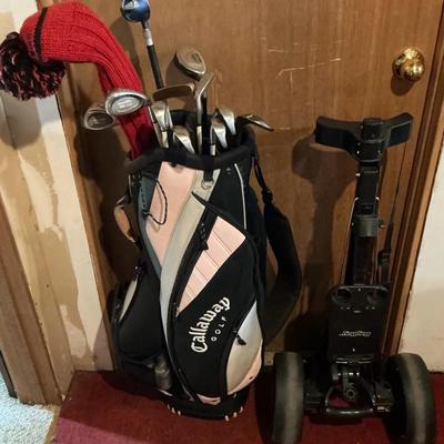 Ladies Golf Club Set With Callaway Bag And Bag Boy Push Cart