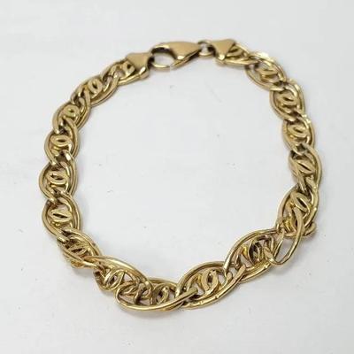 14k Gold 7” Fancy Chain Bracelet  