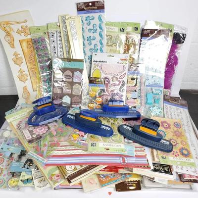 Scrapbooking Stickers, Decals, Fiskars Border Punches And More - Lot 1 Of 2