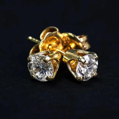 14K Gold .50 TCW Diamond Stud Earrings with 14K Backings