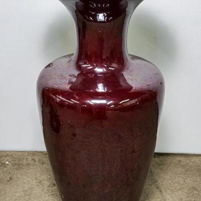 Oversized Ceramic Iridescent Glaze Floor Vase - 35”H