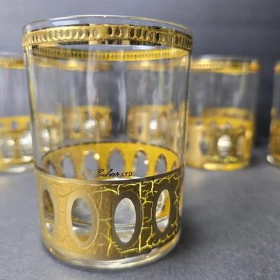 Mid-Century Culver 22K Gold Antigua Rocks Glasses (7)