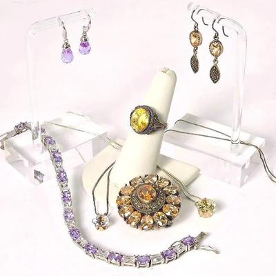 Sterling Silver White Topaz and Semi-Precious Gemstone Jewelry