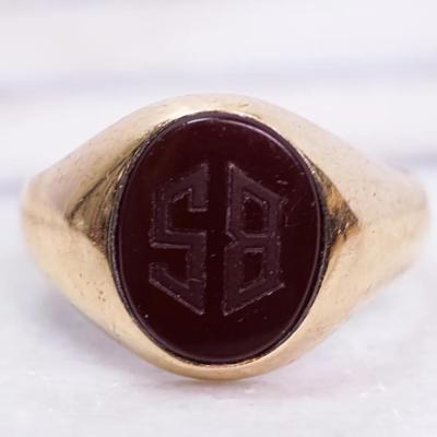 14K Gold Buffalo Seminary Class Signet Ring - Size 8.75