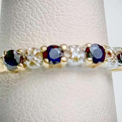 10K Gold Sapphire & Diamond Ring  - Size 5.25
