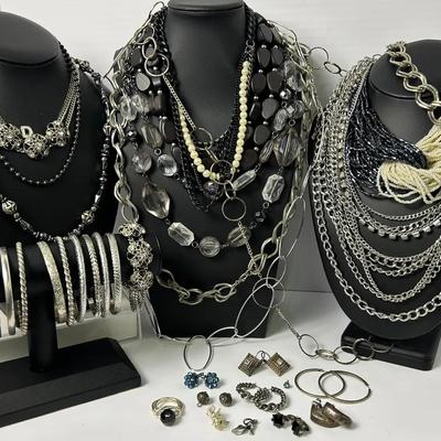  Bold Silver & Black Costume Jewelry