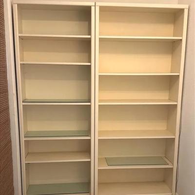 Pair Of Solid Wood Adjustable Shelving Units