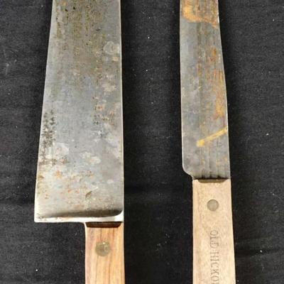 US Ontario Knife 10" Carbon Steel Chef Knife + 8" Old Hickory Boning Knife