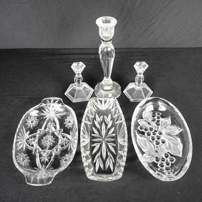 Mikasa Napa Valley Glass Candy Dish With Box + Vintage Crystal & Glass Assortment