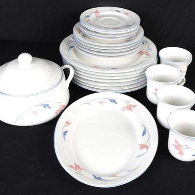 Avonlea "Citation" Floral Stoneware - 22 Piece Dinnerware & Serving Set