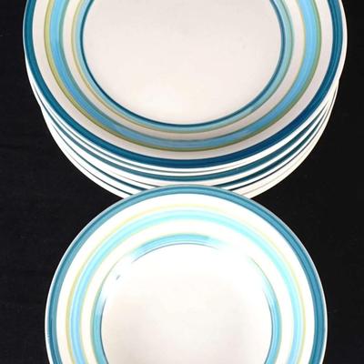 Royal Norfolk Stoneware 19-Piece Turquoise Band Dining Set