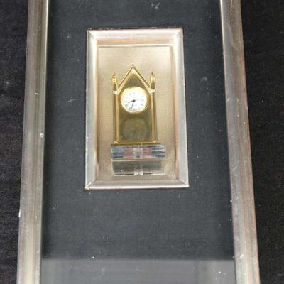 Chass Miniature Brass Clock In Decorative Display Frame