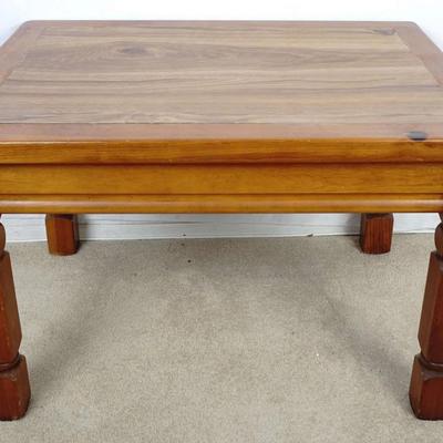 Solid Wood Rustic Coffee Table - Square Oak-Finish Accent Table