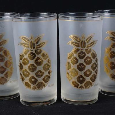 Culver Pineapple Set Of 4 Vintage Highball Glasses