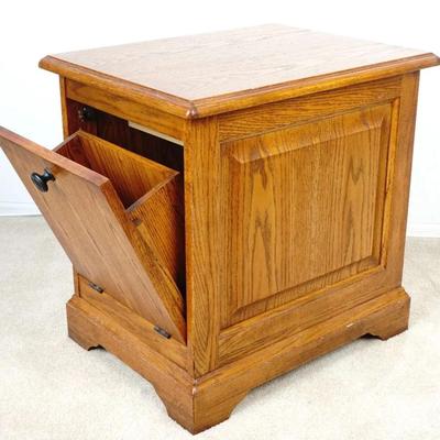 Winners Only Solid Oak Wood Vintage Nightstand with Unique Tilt-Out Storage