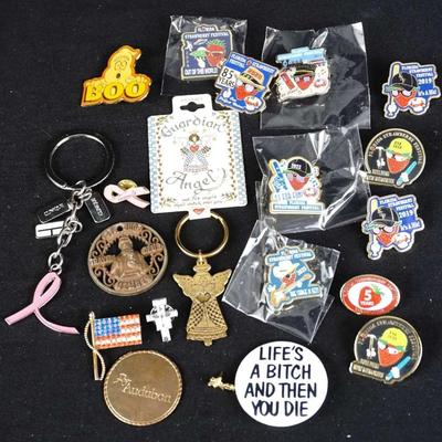 Costume Jewelry Vintage Pins, Keychains, and Novelty Collectibles