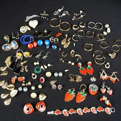 Multicolored Mixed Enamel Jewelry Earrings Collection: Strawberries, Owls, Florals, And More