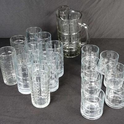Anchor Hocking Vintage Glassware Sets: Tartan Plaid & Laurel Leaf
